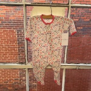 Floral Baby Onesie with Red Trim
